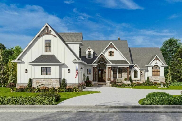 2-Story 3-Bedroom Craftsman Lake House with Walkout Basement (Floor Plan)