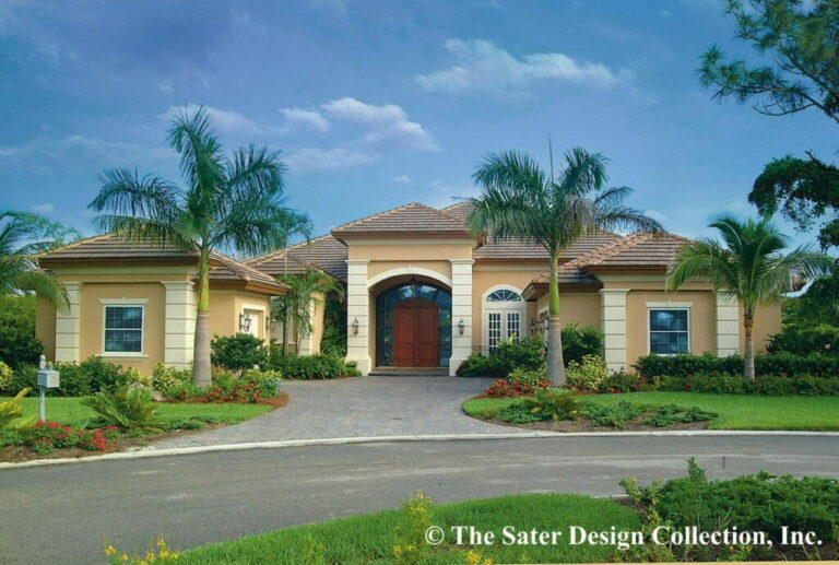 3-Bedroom 1-Story Coastal Mediterranean Home with Veranda for Indoor Outdoor Living (Floor Plan)