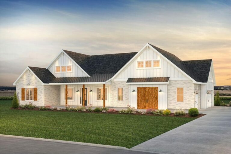 Open-Concept 2-Bedroom 1-Story New American Farmhouse with Home Office (Floor Plan)