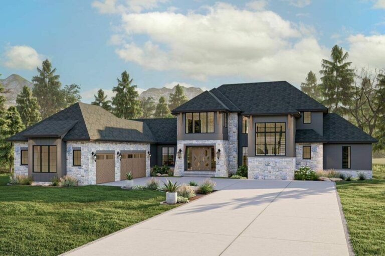 4-Bedroom 2-Story French Country Style Home with Grand Library (Floor Plan)