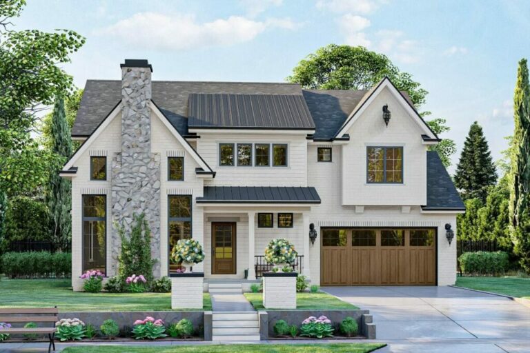 3-Bedroom 2-Story Modern Cottage House with 2-Story Foyer and Family Room (Floor Plan)