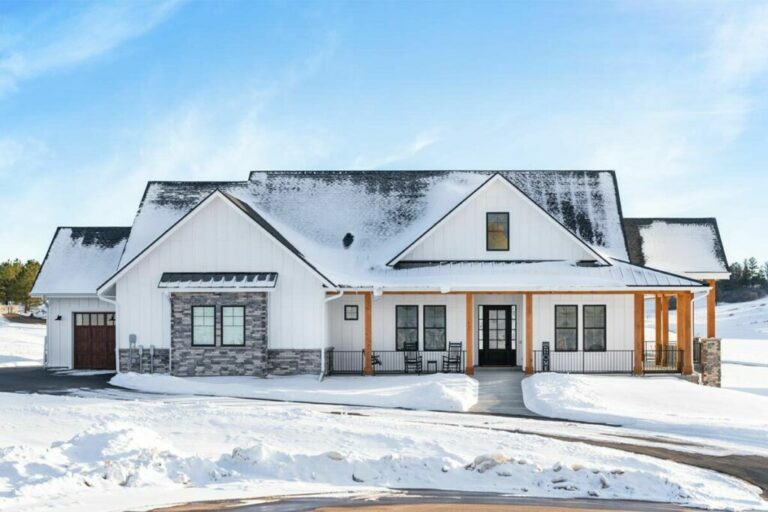 Sloping Lot 3-Bedroom 1-Story Mountain Farmhouse with Lower Level Expansion (Floor Plan)