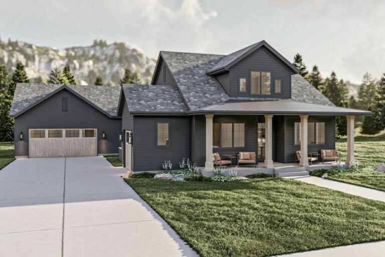 Single-Story 3-Bedroom Craftsman Farmhouse with Three Car Garage (Floor Plan)