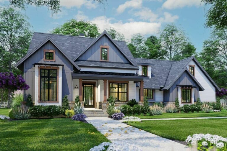 3-Bedroom Two-Story Modern Farmhouse With Two Bonus Rooms (Floor Plan)