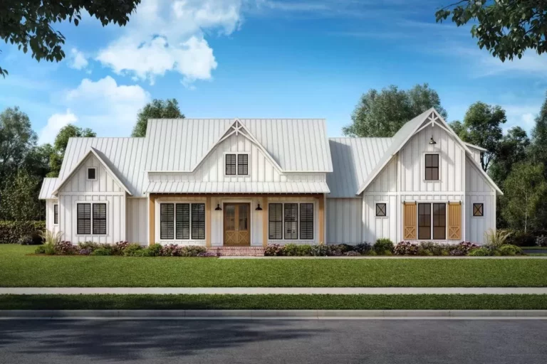 Downsized 4-Bedroom Single-Story Modern Farmhouse with Spacious Bonus Room (Floor Plan)