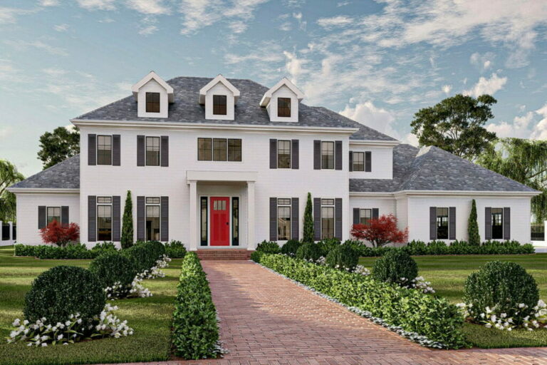 2-Story 3-Bedroom Southern Traditional House with Dual Stairs and an Upstairs Family Room (Floor Plan)