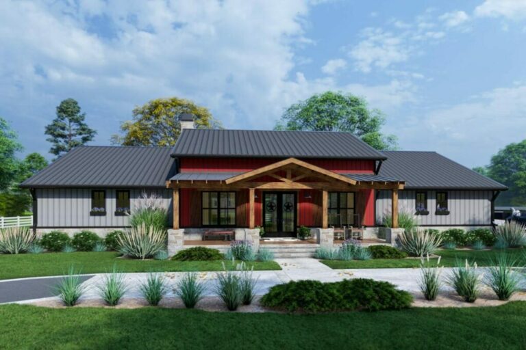 1-Story 3-Bedroom Modern Farmhouse with Metal or Wood Framing Options (Floor Plan)