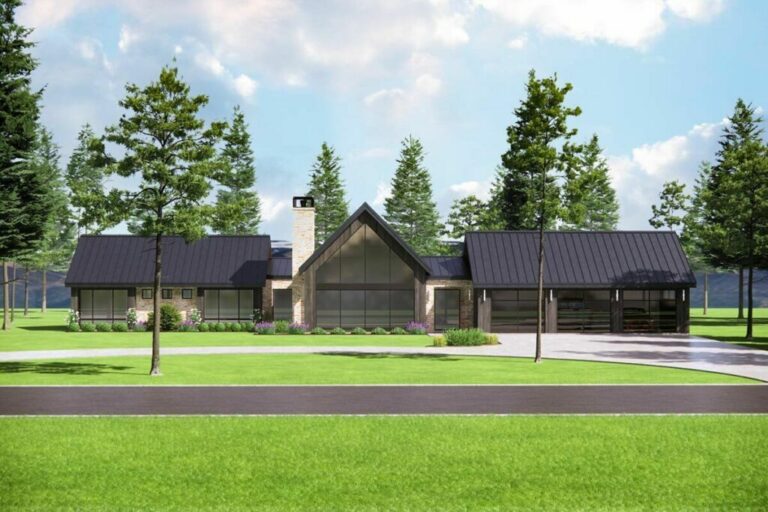 1-Story 4-Bedroom New Zealand Modern Ranch Home with Vaulted Interior and Huge Rear Porch (Floor Plan)