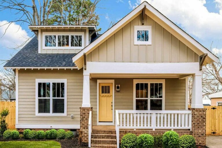 Craftsman Style 3-Bedroom 2-Story Bungalow With Deep Front Porch (Floor Plan)