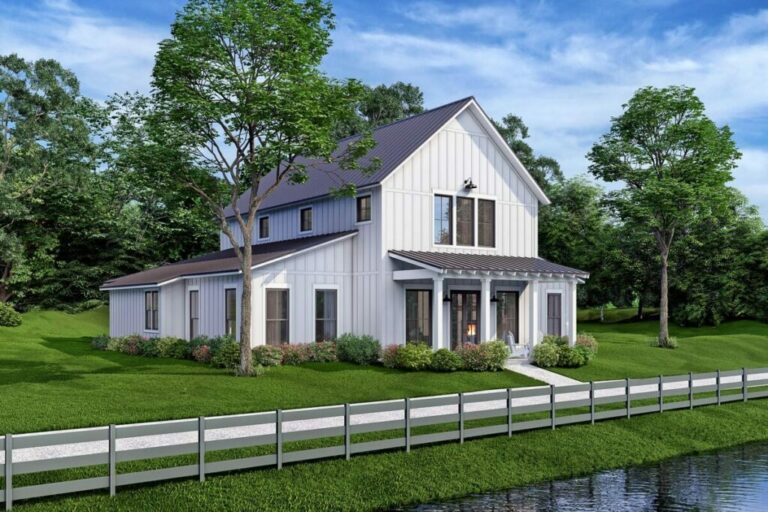 4-Bedroom 2-Story Rustic Barndominium Home with Loft Overlooking Great Room Below (Floor Plan)