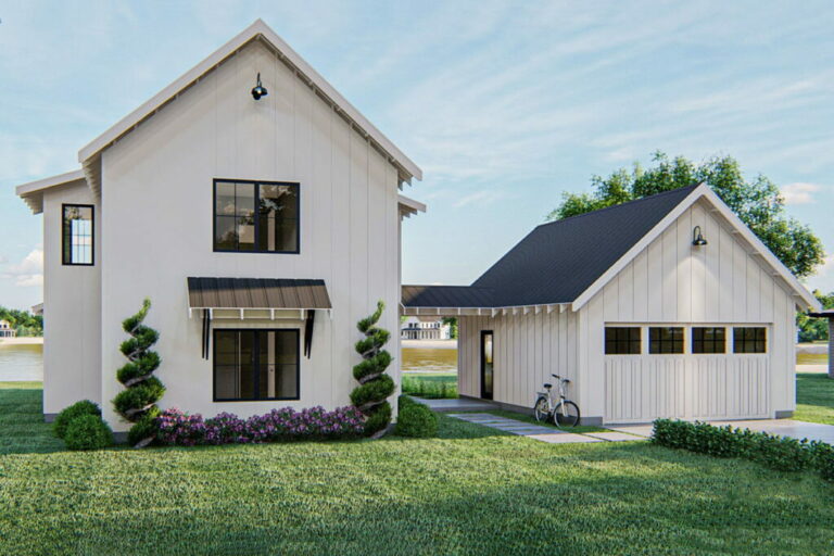 2-Story 2-Bedroom Modern Farmhouse with Semi-Detached Garage (Floor Plan)